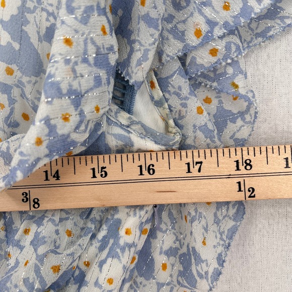 SAYLOR Marina Mini Dress Womens XS Floral Sky Printed Ruffle Ruched Flutter - Picture 15 of 16